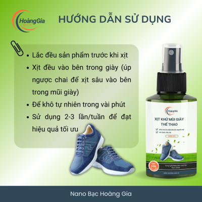 Xịt Khử Mùi Khử Khuẩn Giày Thể Thao Nano Bạc 100ml - Tăng Tự Tin Khi Giao Tiếp và Bảo Vệ Da Chân