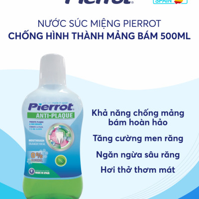 [ Mua 2 tặng 1 chỉ kẽ răng ]  Nước súc miệng chống hình thành mảng bám Pierrot 500ml