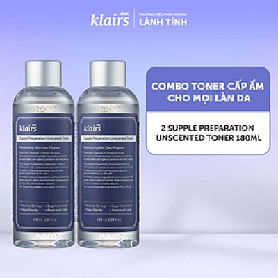 Combo 2 Nước hoa hồng Dear, Klairs Supple Preparation Unscented Toner 180ml