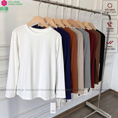 Áo thun dài tay nữ Hiền Trần BOUTIQUE cổ tròn nhẹ dáng suông rộng thoải mái vải cotton mềm mại kiểu nữ tính A12 Women Top