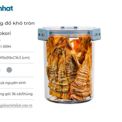 Hộp Đựng Thực Phẩm Khô Tròn Có Nắp Gài HOKORI - Hàng chính hãng 