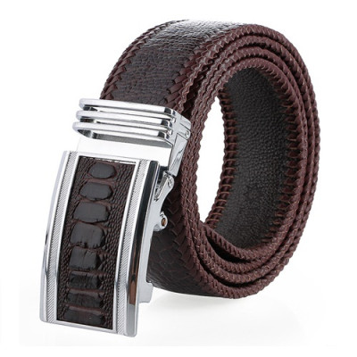 HP4458-62-66-70 - Thắt lưng nam da đà điểu Huy Hoàng đan viền 4P màu đen, nâu đất, vàng bò, nâu đỏ