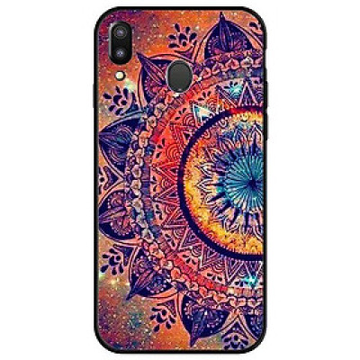 Ốp lưng dành cho điện thoại Samsung Galaxy M20 - Hoạ Tiết Mandala Đen Cam
