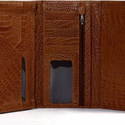 Ví nữ da bò vân cá sấu nhỏ 3 gấp nhiều màu Huy Hoàng HT3105-06-07