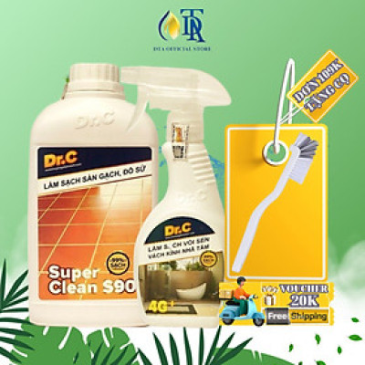 Combo Tẩy Bồn Cầu Bị Ố Vàng,Tẩy Gạch Men,Tẩy Xi Măng S90+Tẩy Cặn Canxi Nhà Tắm,Tẩy Vách Kính Vòi Sen Inox,Tẩy Ố Vàng Nhà Vệ Sinh 4G Dr.C
