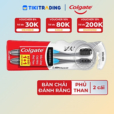 Bộ đôi bàn chải 360 Charcoal xoắn kép