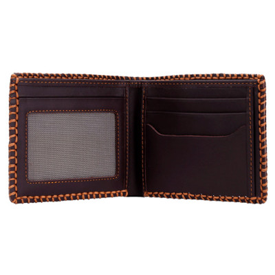 HJ2136 - Bóp nam Huy Hoàng đan viền màu nâu