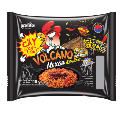 Thùng 24 Gói Mì Xào Koreno Vị Gà Phomai Volcano 118g