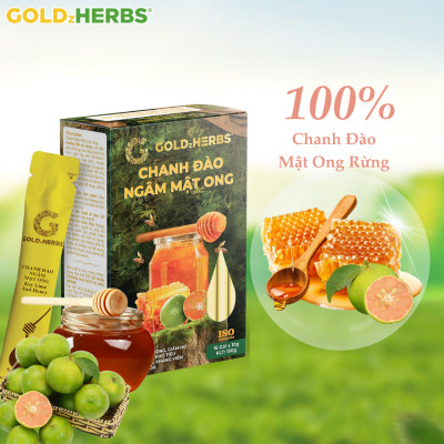 Chanh đào ngâm mật ong goldzherbs, 100% mật ong nguyên chất – Hũ 300g/ Hộp 15 gói