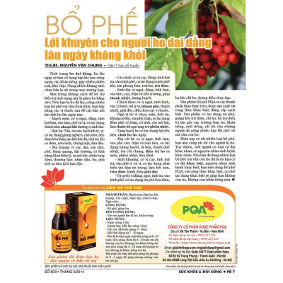 Bổ Phế PQA Giúp Nhuận Phế, Tiêu Đờm, Giảm Ho Và Đau Rát Họng Kéo Dài Hộp 125ml