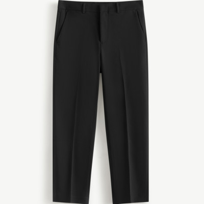 Quần Âu Nam ROUTINE Twill Ống Ôm Xếp Ly Trơn Form Slim Crop - ROUTINE 10F23PFO001R1