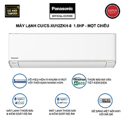 Máy lạnh/Điều hòa Panasonic CU/CS-XU12ZKH-8 - Công suất 1.5HP - Một chiều - Lọc sạch không khí nanoeX - Kết nối wifi - Hàng chính hãng