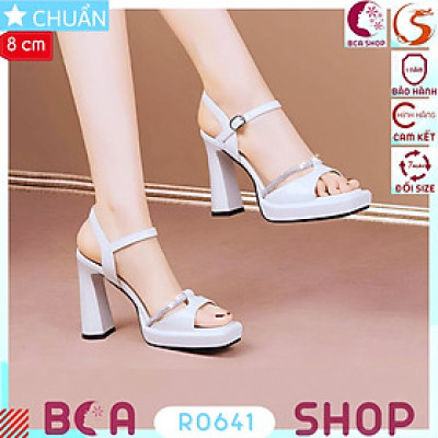 Giày cao gót nữ đi tiệc 8 phân RO641 ROSATA tại BCASHOP hở mũi, quai ngang có nhấn thêm dây kim loại sang trọng