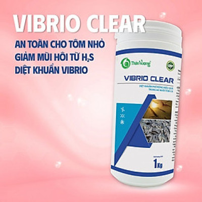 DIỆT KHUẨN PHỔ RỘNG AN TOÀN CHO CÁ TÔM NHỎ, KIỂM SOÁT MẬT ĐỘ KHUẨN TỪ CÁC LOÀI VIBRIO VÀ GIẢM MÙI HÔI TỪ H2S VIBRIO CLEAR Hũ 1kg