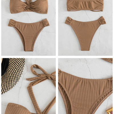 Bikini đồ bơi nữ 2 mảnh dây đeo cổ Bassi tam giác quần lọt khe