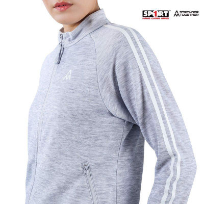 - Bộ nỉ AM nữ 2 sọc trắng - màu LT.Grey/ Black - WTS001