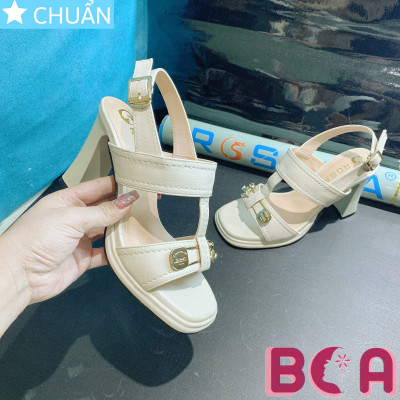 Giày cao gót hở mũi nữ 8p Ro656 ROSATA tại BCASHOP quai ngang tôn dáng chân, cách điệu thêm khóa gấu cực dễ thương