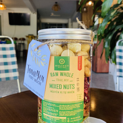 MIX 5 LOẠI HẠT DINH DƯỠNG CHỌN LỌC - Nhân óc chó đỏ, Nhân macca, Hạt điều rang, Hạnh nhân rang, Hạt bí xanh/ đóng gói 500gram