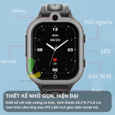Đồng hồ thông minh định vị trẻ em Wonlex KT29 - Thiết bị đeo tay quan sát trẻ hỗ trợ videocall và nghe gọi 2 chiều - Hàng nhập khẩu
