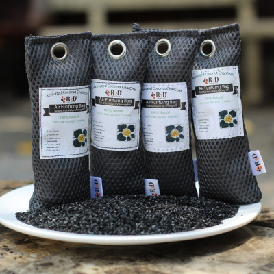 Túi hút ẩm khử mùi và lọc không khí cho tủ Giày Dép (hộp 4 túi nhỏ) làm từ Than hoạt tính gáo dừa