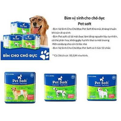 Bỉm Quần Vệ Sinh Dành Cho Chó Đực Pet Soft Bịch 12 Miếng