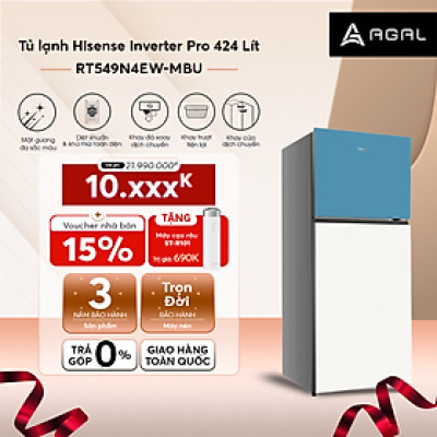 Tủ Lạnh Hisense Inverter Pro 424L RT549N4EW-MBU Tiết Kiệm Điện Năng, Diệt Khuẩn Khử Mùi, Bảo Hành 3 Năm - Hàng Chính Hãng