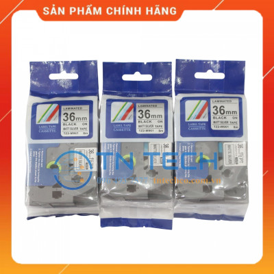 Nhãn In Tz2-M961 - Đen nền bạc 36mm x 8m - Dùng cho máy in BROTHER - AIMO - PUTY [Hàng nhập khẩu]