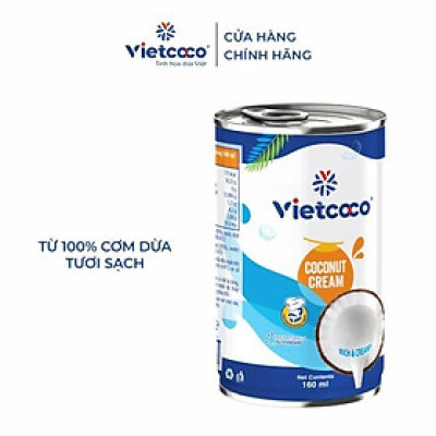 Nước cốt dừa tươi VIETCOCO 160ml, thơm, ngon, béo ngậy, chuẩn chính hãng 100% 