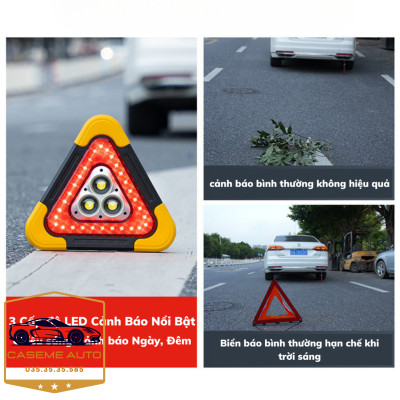 Biển Tam Giác cảnh Báo Nguy Hiểm Phản Quang Cho Ô Tô, Biển Báo Có Đèn Led Với Nhiều Chế Độ Sáng - Hàng Nhập Khẩu