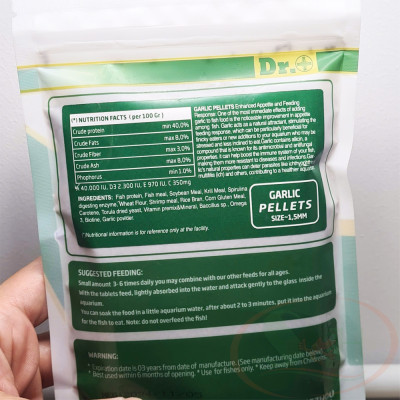 Thức ăn cá Dr+ Premium Garlic Pellets tỏi tăng miễn dịch đề kháng cá tép cảnh