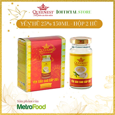Yến sào cao cấp Queennest 25% - hũ150ml (hộp 2 hũ), vị truyền thống - hàng chính hãng