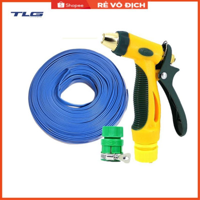 Bộ dây vòi xịt nước rửa xe,tưới cây tăng áp 3 lần 7-10M( nối nhựa xanh) 206317