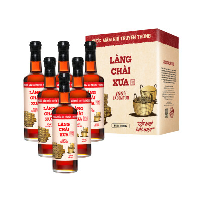 Thùng 6 chai nước mắm nhỉ Làng Chài Xưa Nhãn Đỏ 500ml/chai truyền thống vị gu ông bà
