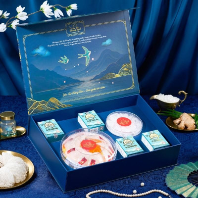 [CHÍNH HÃNG] Yến Sào Hoàng Kim - Hộp Quà Lộc An Cát Tường (50g Tổ Yến & 4 Hũ Yến Chưng Ăn Kiêng) - Quà Tặng Sức Khỏe, Tốt Cho Người Tiểu Đường