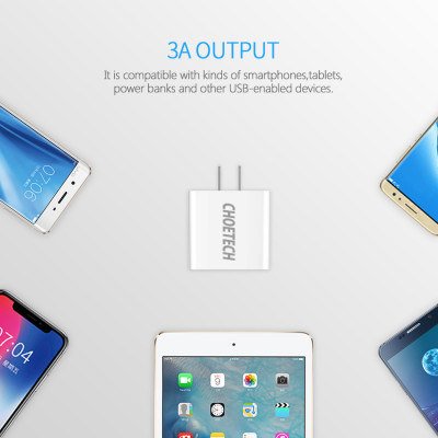 Cóc củ sạc nhanh 15W 3 cổng USB hiệu CHOETECH C0026 cho điện thoại / máy tính bảng Samsung iPhone Huawei Oppo Xiaomi (sạc nhanh 2.4A / Port, 3 Port USB, Max 3A, trang bị LED hiển thị) - Hàng chính hãng