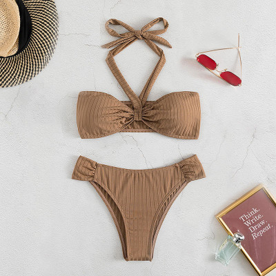 Bikini đồ bơi nữ 2 mảnh dây đeo cổ Bassi tam giác quần lọt khe