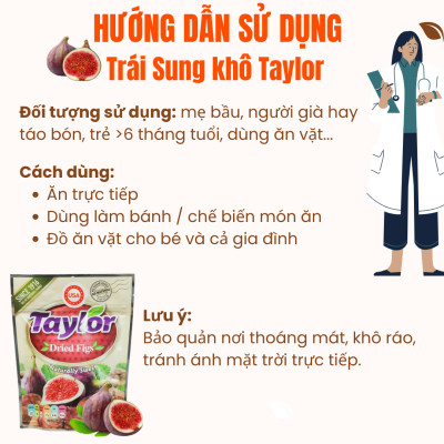 Sung Khô Vả Khô Taylor Tự Nhiên Cao Cấp  Ít Đường) Không Chất Bảo Quản 190g