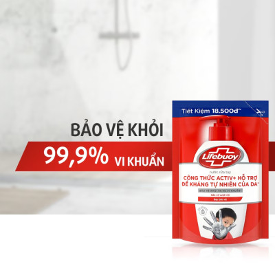 Nước rửa tay sạch khuẩn Lifebuoy Túi 400G - Bảo vệ vượt trội 10