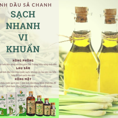 Tinh dầu Sả Chanh nguyên chất 10ml - Hoa Nén - Vegan - Đuổi muỗi, giải cảm, thanh lọc không khí