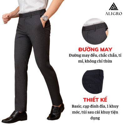 Quần âu nam ALIGRO màu navy chấm trắng form chuẩn slimfit, vải cotton cao cấp cực tôn dáng, lịch sự ALGO1028