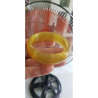 Vòng tay đá mắt mèo Vàng nhẹ Ni 56mm x  Cao 19mm x dầy 7mm Nữ 52kg - 59kg đeo màu nhẹ xinh tươi đẹp rẻ lắm chuẩn hợp nữ mệnh thổ mệnh kim mệnh thuỷ ạ