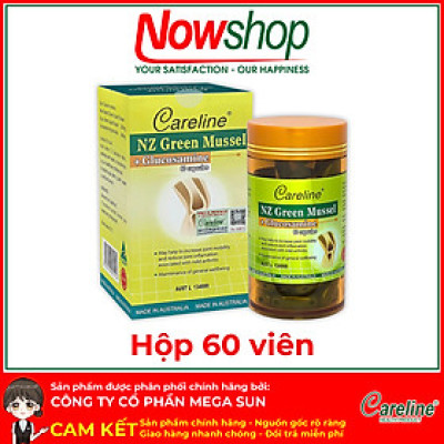 NZ Green Mussel + Glucosamine Careline hộp 60 viên hỗ trợ xương khớp chắc khỏe ngăn ngừa thoái hóa