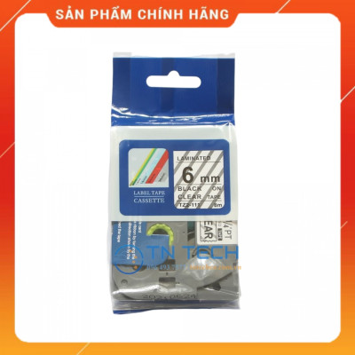 Nhãn In Tz2-111 - Đen nền trong 6mm x 8m - Dùng cho máy in BROTHER - AIMO - PUTY [Hàng nhập khẩu]