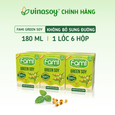 Thùng sữa đậu nành Vinasoy Fami Green soy không bổ sung đường (36 hộp x 180ml)