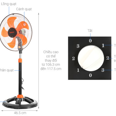 Quạt đứng thân sắt SENKO DTS1609 - Hàng chính hãng