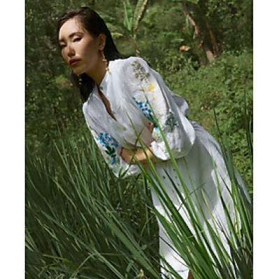 Đầm Linen Thêu Tay Mơ DRE206 thời trang thiết kế Hity