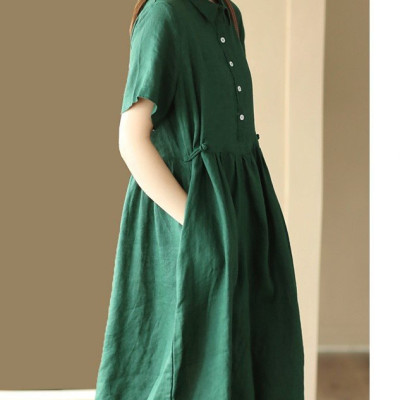 Đầm suông nữ cổ sơ mi thiết kế nút thắt bên eo kèm túi 2 bên tiện lợi, sang chảnh da215