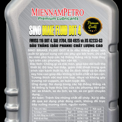 Dầu Thắng Phanh MiennamPetro Sino Brake Fluid Dot 4 1Kg Chống Gỉ Và Mài Mòn Chất Lượng Cao Đạt ISO 4925 Phú Hợp Xe Ô Tô