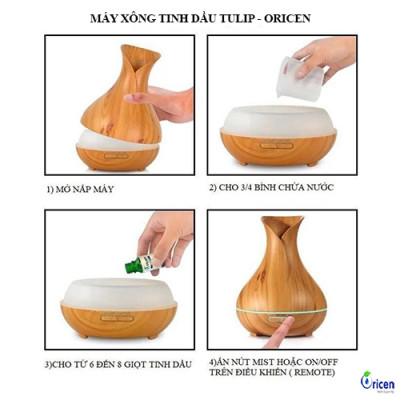 Máy khuếch tán tinh dầu Oricen Hoa Tulip - có kèm Remote