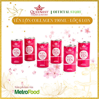 Lốc 6 Lon Nước Yến Collagen QUEENNEST (190ml x 6 LON) - Hàng Chính Hãng